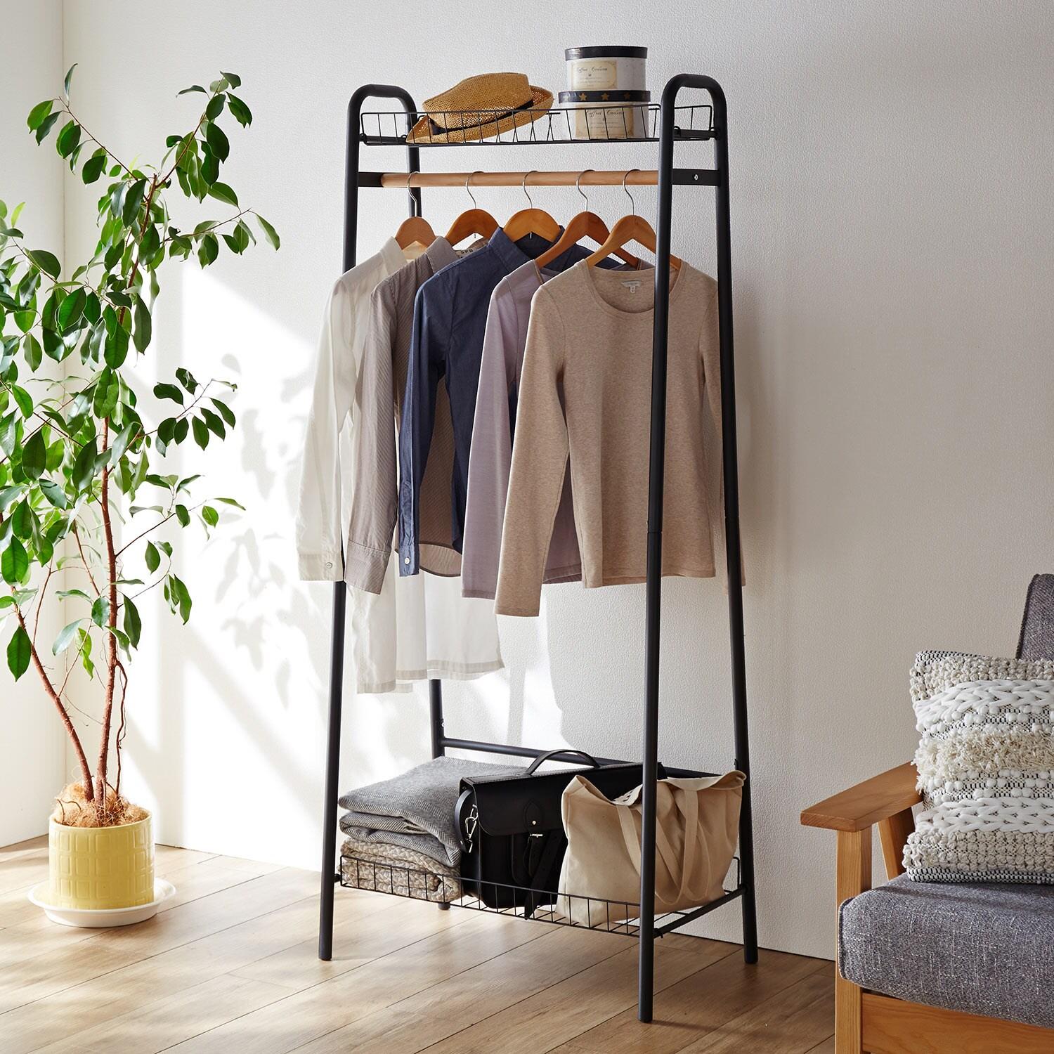 収納棚付きハンガーラック <幅70cm>の商品写真