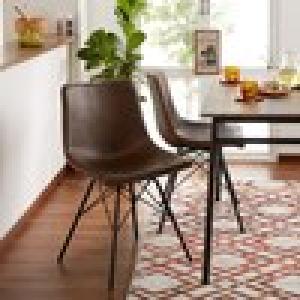 デザイン脚の合皮ダイニングチェア2脚セットの商品写真