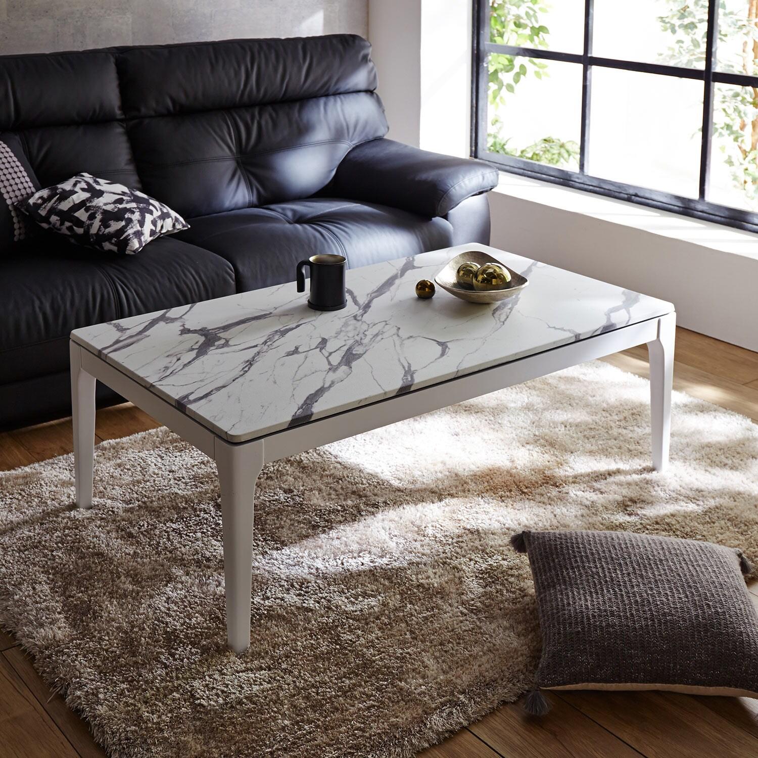 メラミン天板の大理石柄リビングローテーブル 【キズや汚れに強い】の商品写真