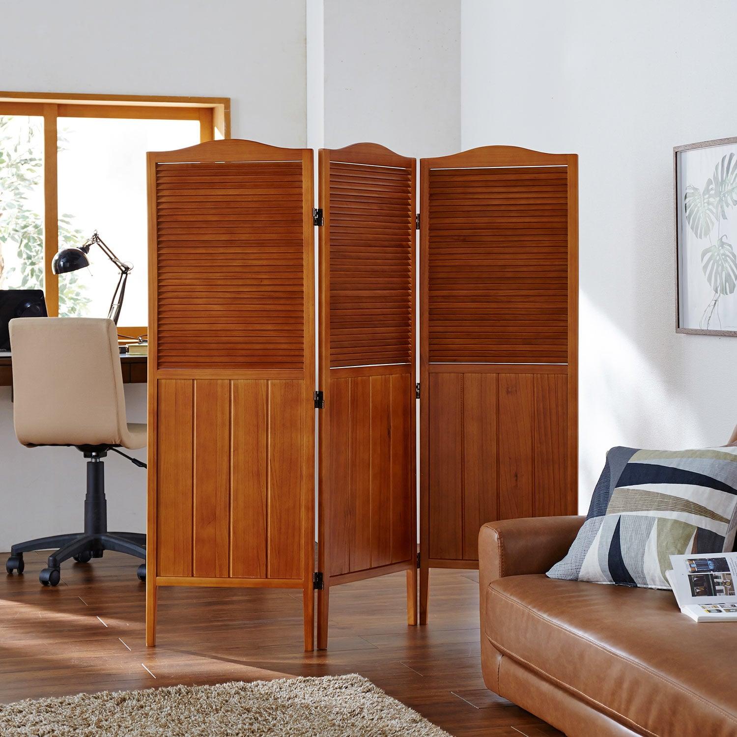 パイン材の3連間仕切りパーテーションの商品写真