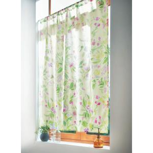 華やかな水彩タッチのUVカット・遮熱・遮像小窓レースカーテンの商品写真