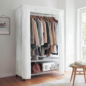 洗えるカバー付きダブル頑丈ハンガーラックの商品写真