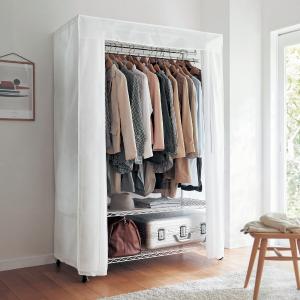 洗えるカバー付きダブル頑丈ハンガーラックの商品写真