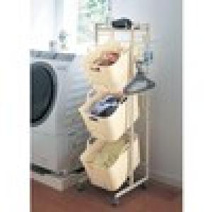 【タイムセール】 バスケット付きランドリーワゴン <2段/3段>の商品写真