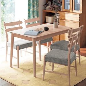 すっきりとしたまるみの引出し付きダイニングテーブルの商品写真