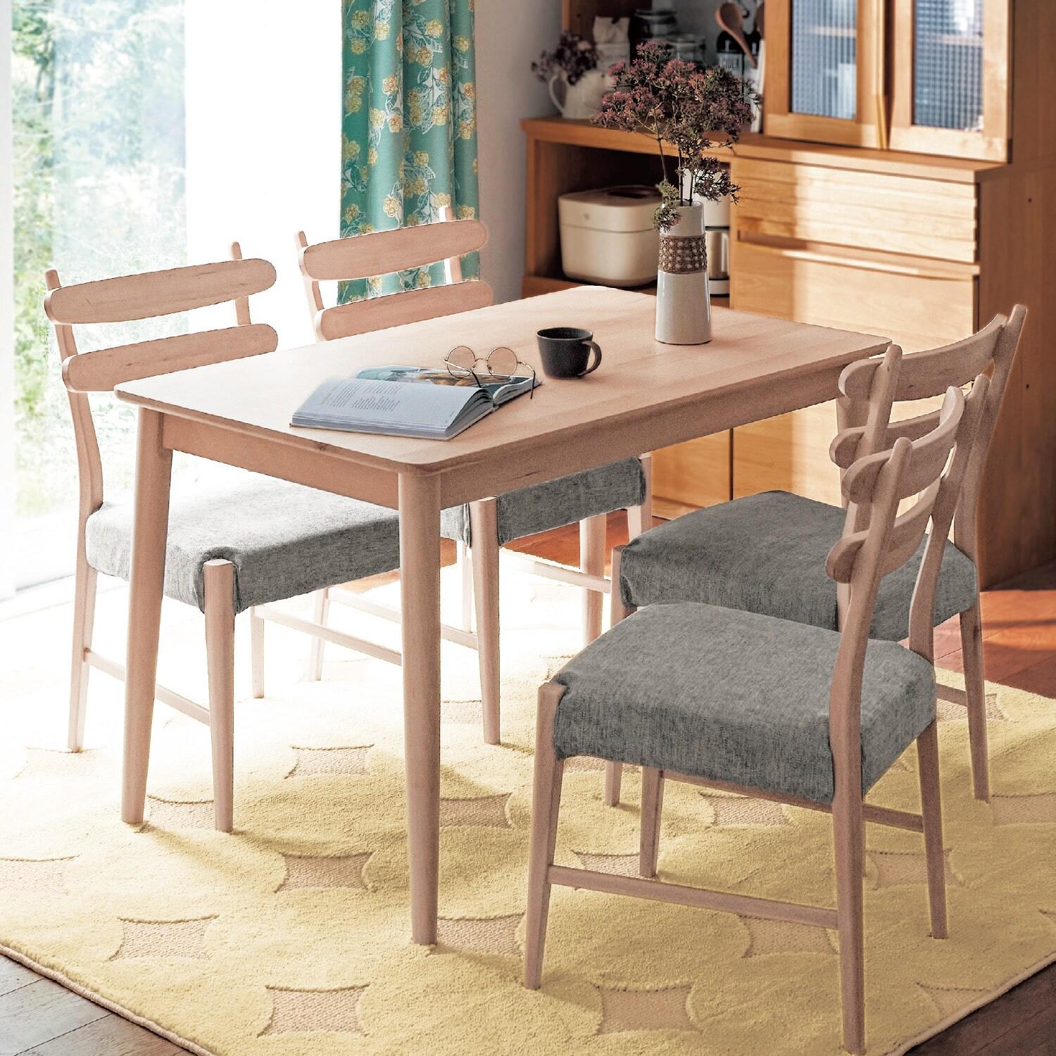 すっきりとしたまるみの引出し付きダイニングテーブルの商品写真