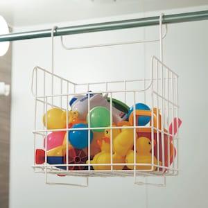 【タイムセール】 浴室乾燥のバーに掛けられるおもちゃ収納バスラックの商品写真