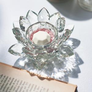 花びらみたいなクリスタルガラスのトレー&天然石セットの商品写真