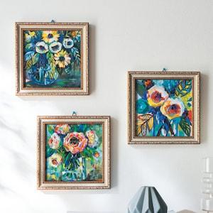 フラワーモチーフのミニゲルアートフレーム <約19×19cm> 【置き掛け兼用】の商品写真