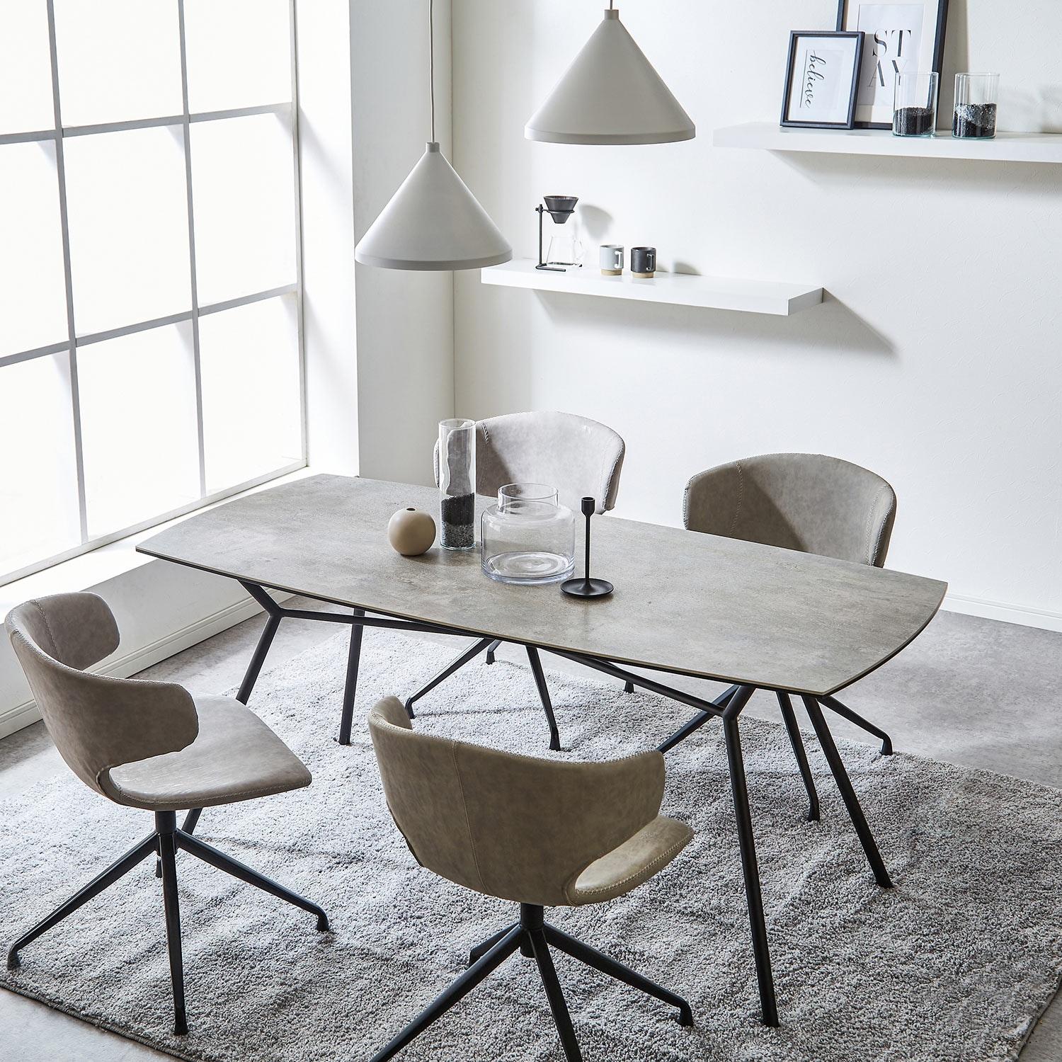 セラミック天板の塩系インテリアに合うダイニングテーブル <2人用/4人用>の商品写真