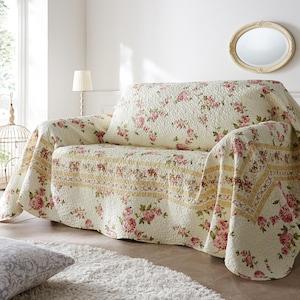 額縁デザインのリバーシブルキルトマルチカバー・ソファーカバーの商品写真