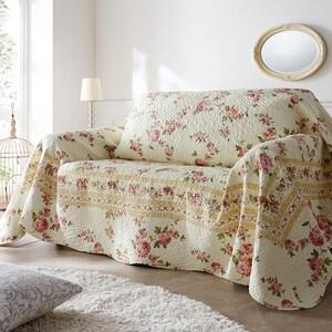 額縁デザインのリバーシブルキルトマルチカバー・ソファーカバーの商品写真