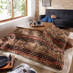 サイズが豊富なチェック風プリントの洗える薄掛けこたつ布団の商品写真