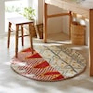 ウール100%ギャッベ調円形ミニラグ <直径約90cm>の商品写真