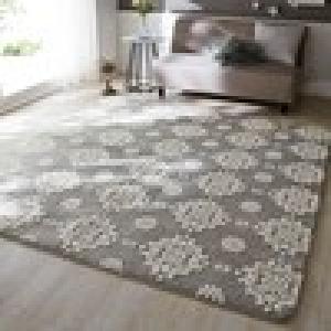 結晶柄のジャカードボアウレタン入りふわふわラグの商品写真