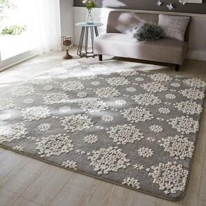 結晶柄のジャカードボアウレタン入りふわふわラグの商品写真