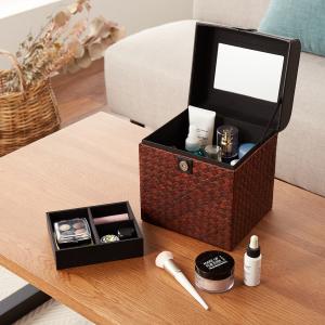 パンダン素材のミラー付きメイクボックスの商品写真