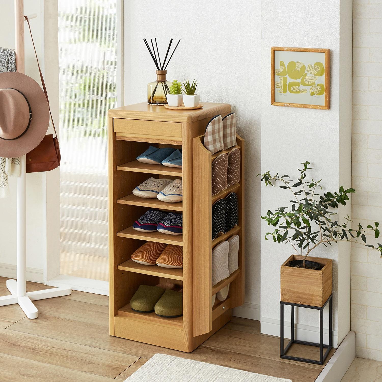 タモ材の玄関ラックの商品写真