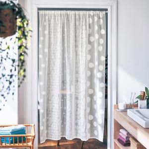 みずたま柄レースのくしゅくしゅ間仕切りカーテン[日本製]の商品写真