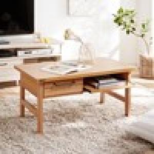 引き出し&スライド棚付きリビングローテーブル【飾りながら収納ができる】の商品写真