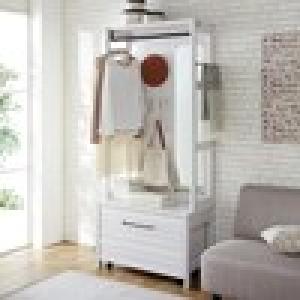 飾りながら収納ができるミラー付きハンガーラック <幅80cm>の商品写真