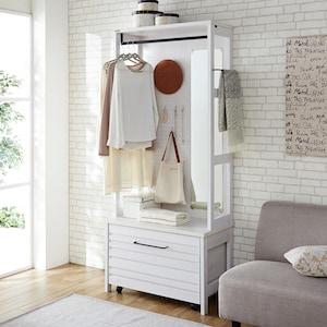 飾りながら収納ができるミラー付きハンガーラック <幅80cm>の商品写真