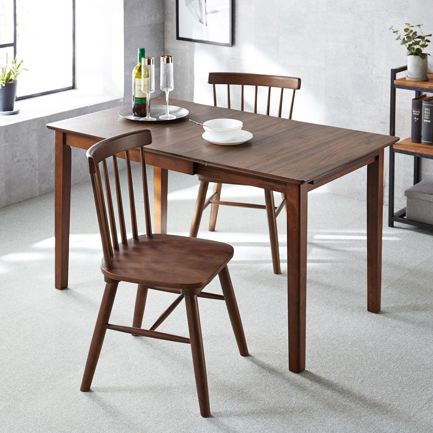 バタフライ天板のダイニングテーブルセット(3点セット) <2人用~4人用>の商品写真