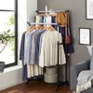 キャスター付きダブルハンガーラック <幅81.5cm>の商品写真