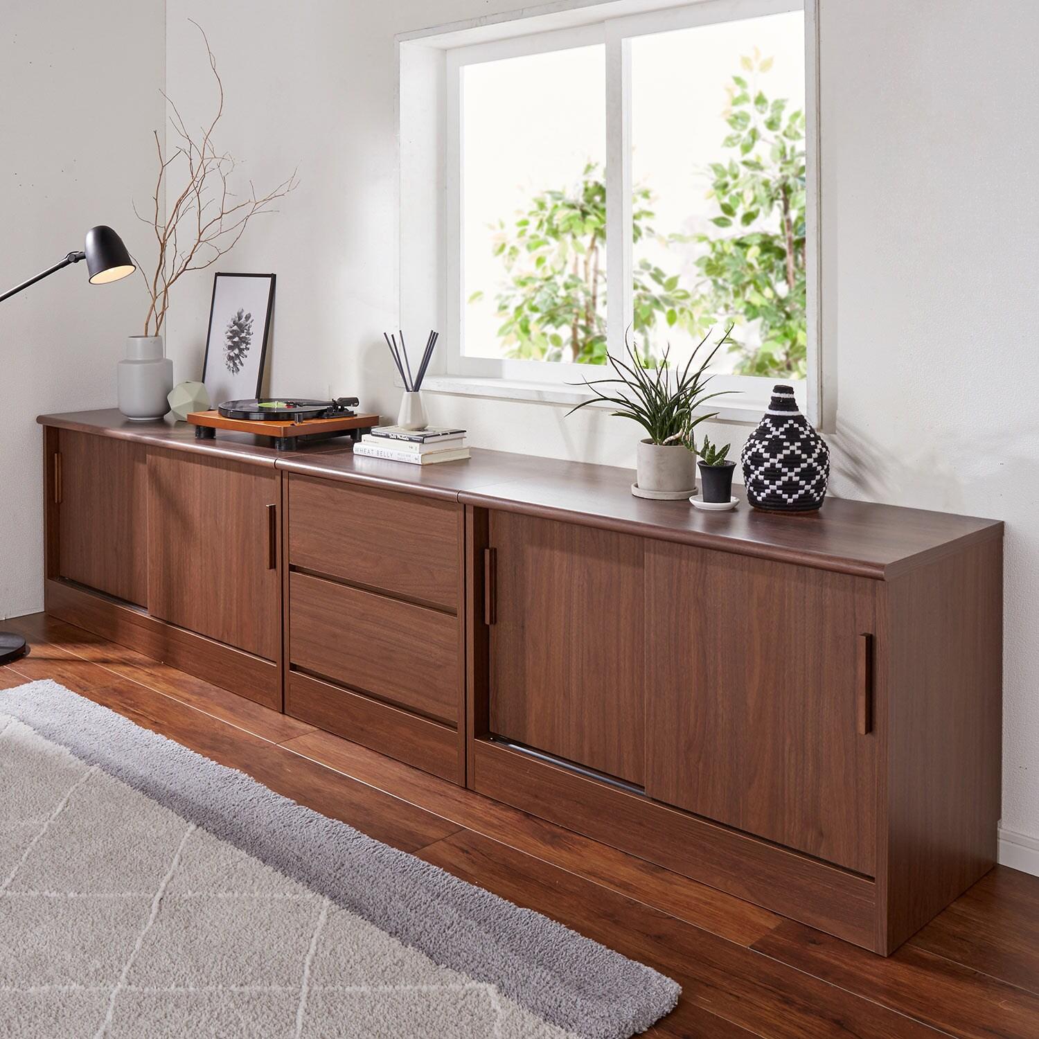 【幅・高さ1cmピッチサイズオーダー】たっぷり収納できる引戸キャビネット(日本製) <奥行37cm>の商品写真