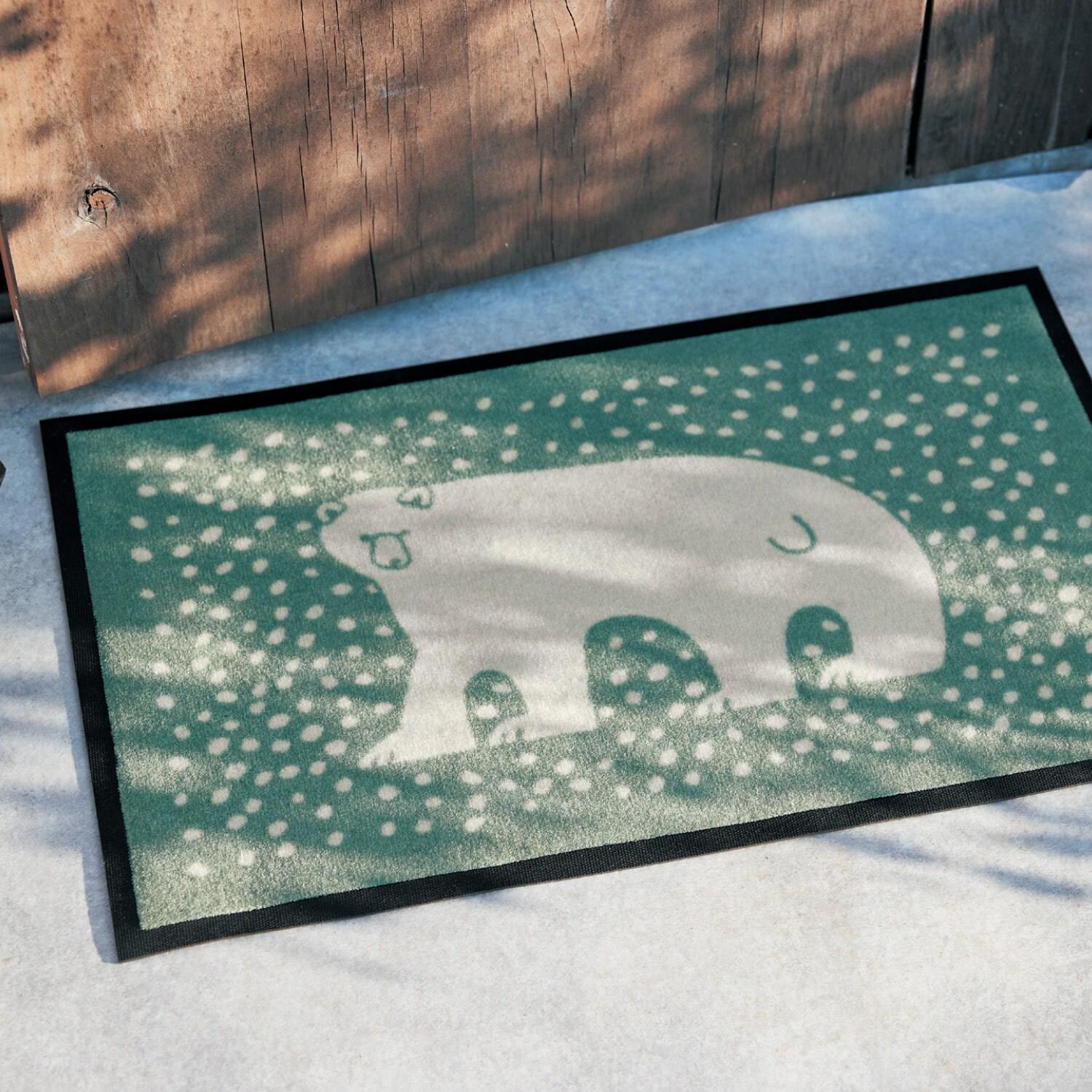 北欧調デザインの泥落とし屋外玄関マット「しろくま」の商品写真