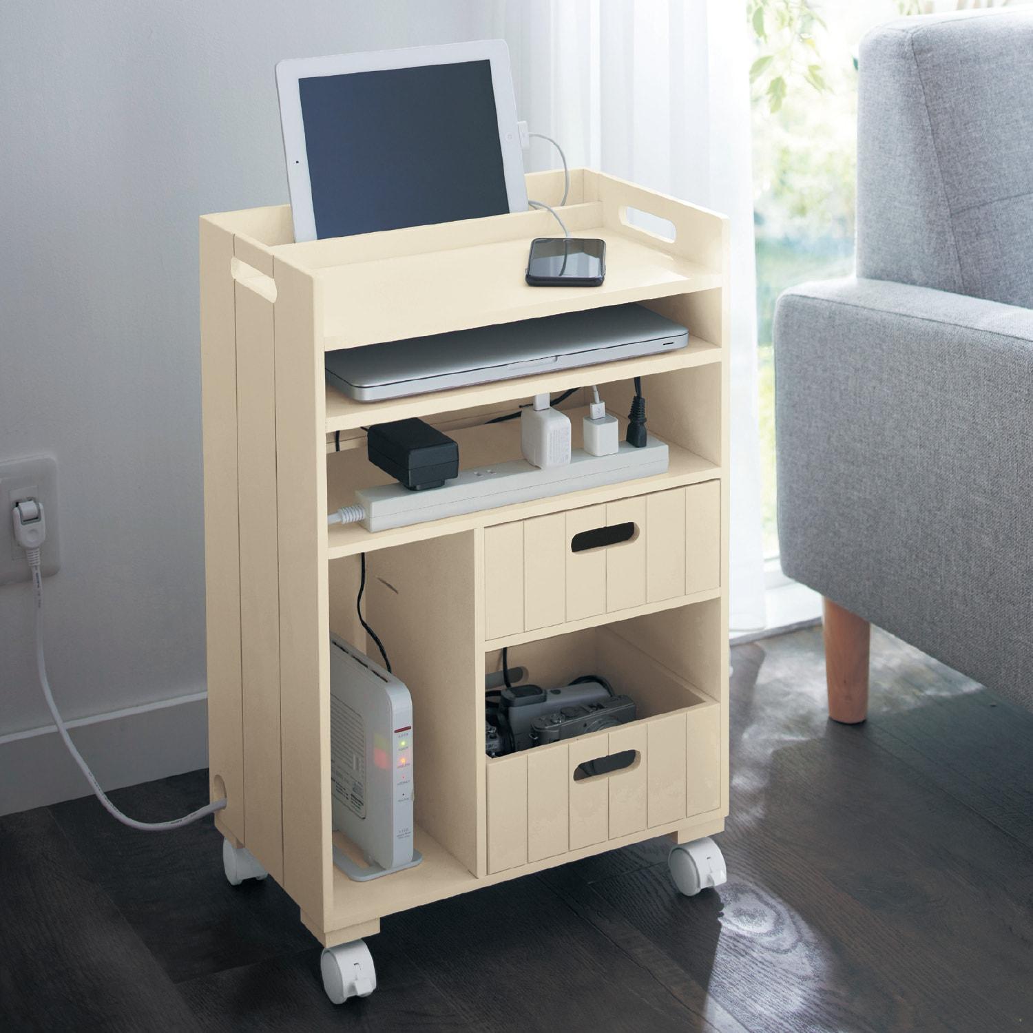 ルーター&タップ収納ワゴンの商品写真