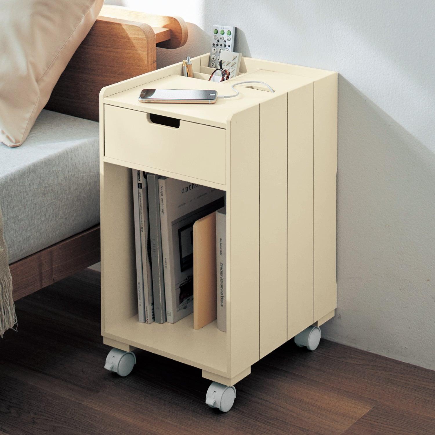 コンセント付きサイドテーブルワゴンの商品写真