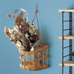 皮付きラタンのハンギングバスケット(小/大)の商品写真