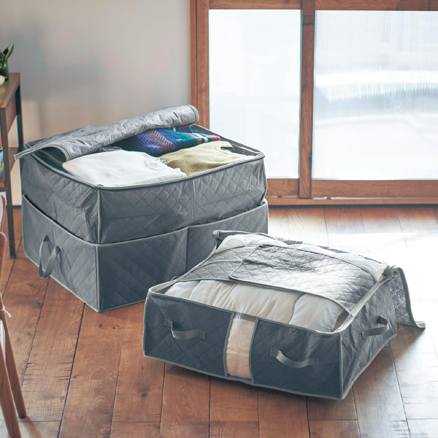 二層式竹炭衣類整理袋 【高さ2段階に変えられる衣類収納袋】の商品写真