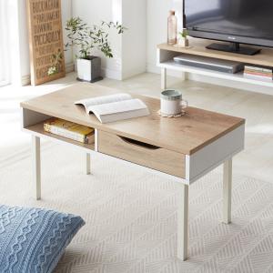 奥行を抑えた引出し付きリビングテーブルの商品写真