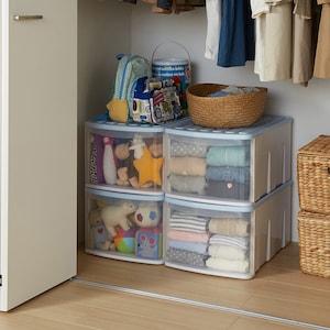 ペールカラーのクローゼット収納ケースセット【奥行55cm】の商品写真