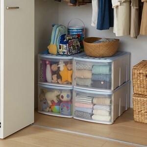 ペールカラーのクローゼット収納ケースセット【奥行55cm】の商品写真