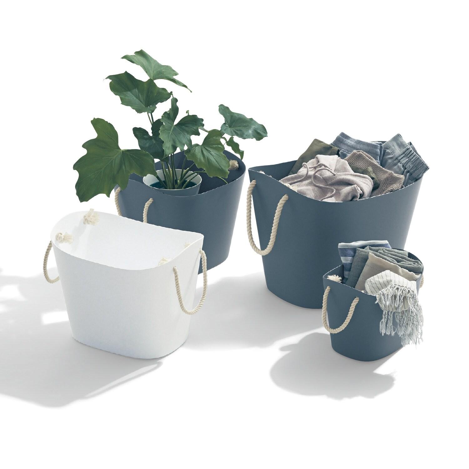 ロープ持ち手のやわらかマルチバスケット2個セット 【選べる4サイズ】の商品写真