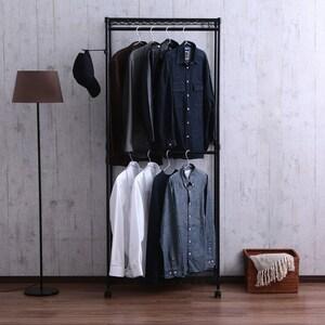 3色から選べるキャスター付き2段ハンガーラック <幅75cm>の商品写真