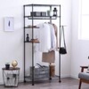 3色から選べるキャスター&小物ラック付きハンガーラック <幅75cm>の商品写真