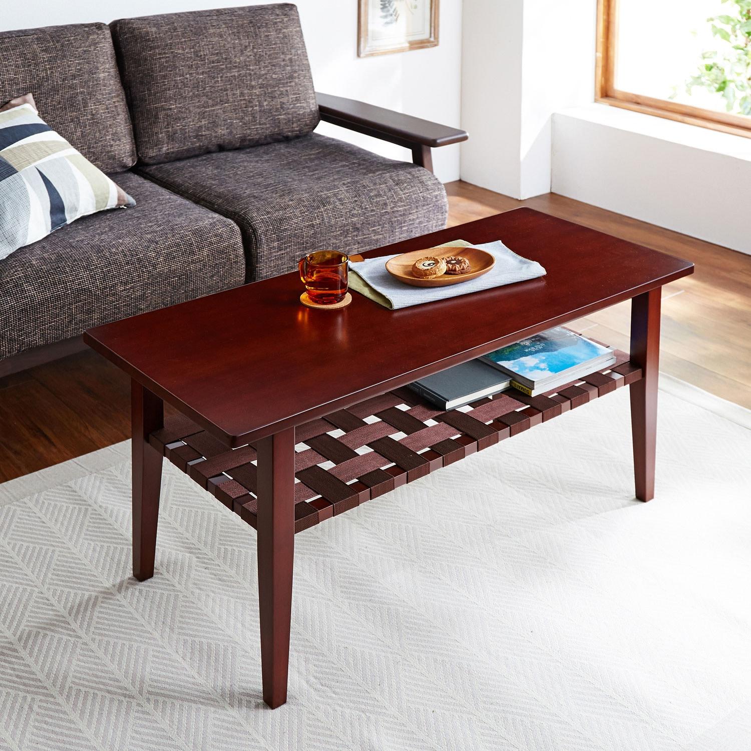 デザイン棚付きリビングローテーブルの商品写真