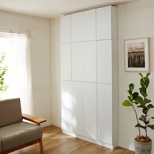 [日本製]棚板1cmピッチのプッシュ扉付き頑丈薄型収納本棚の商品写真