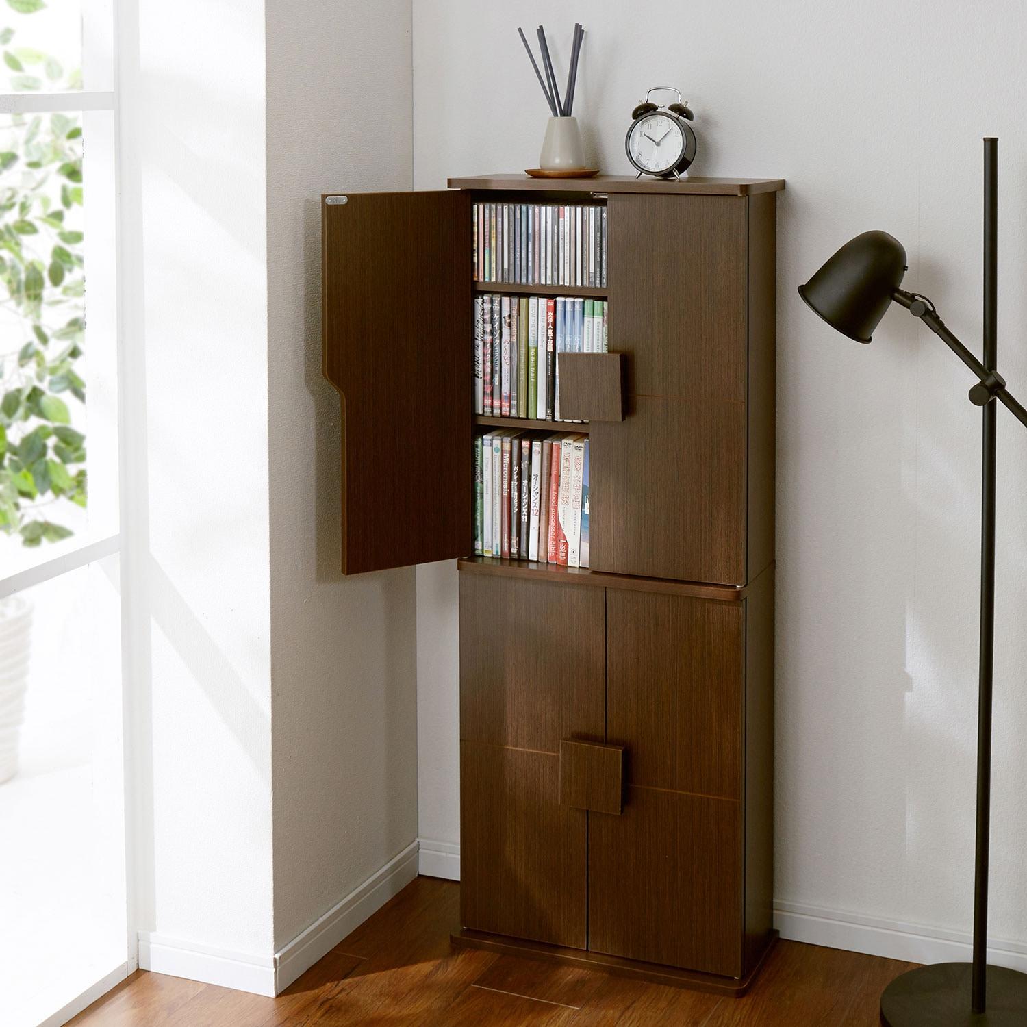 薄型コンパクトハイタイプ収納扉付き本棚の商品写真