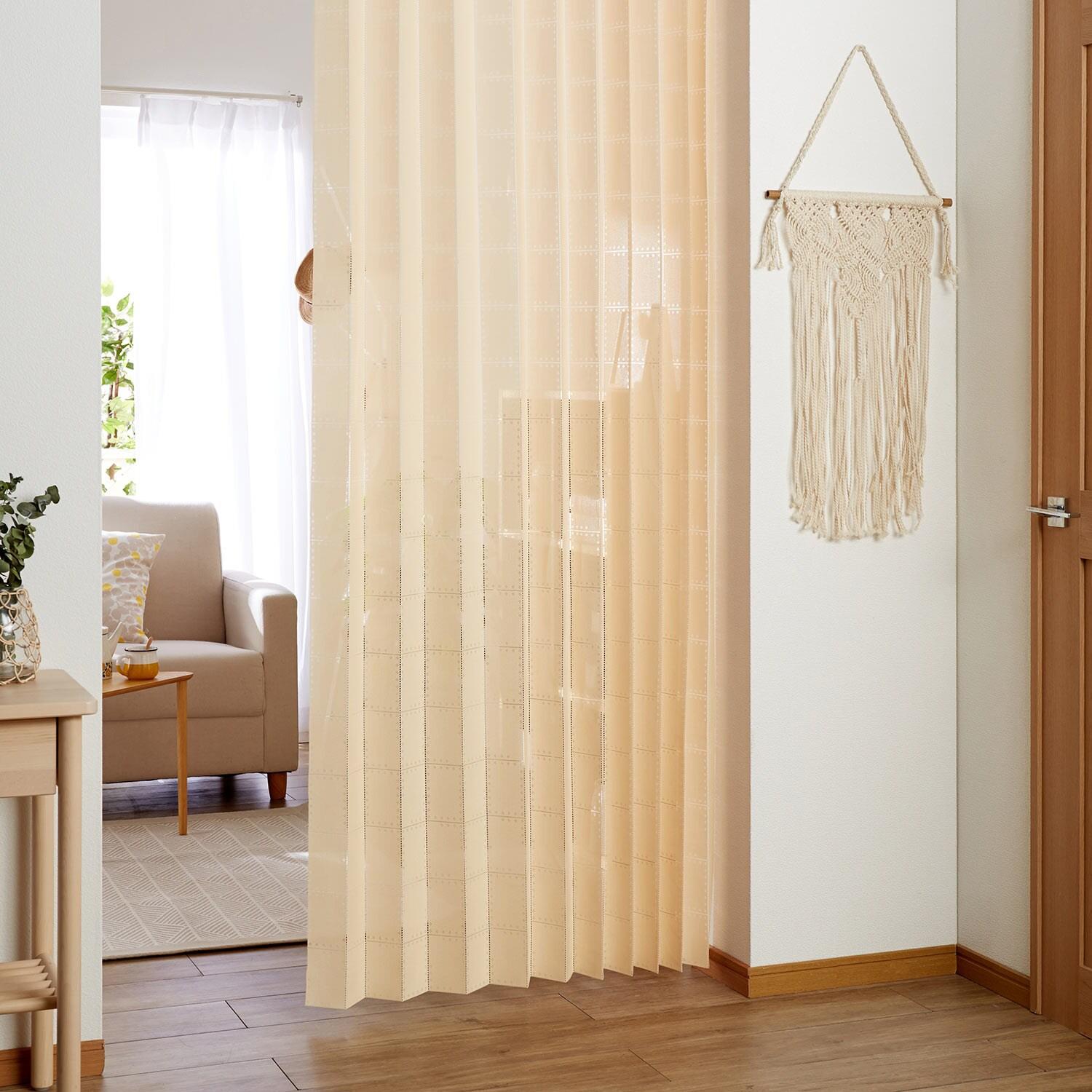 防炎機能付きじゃばらに折りたためる間仕切りロングカーテン[日本製]の商品写真