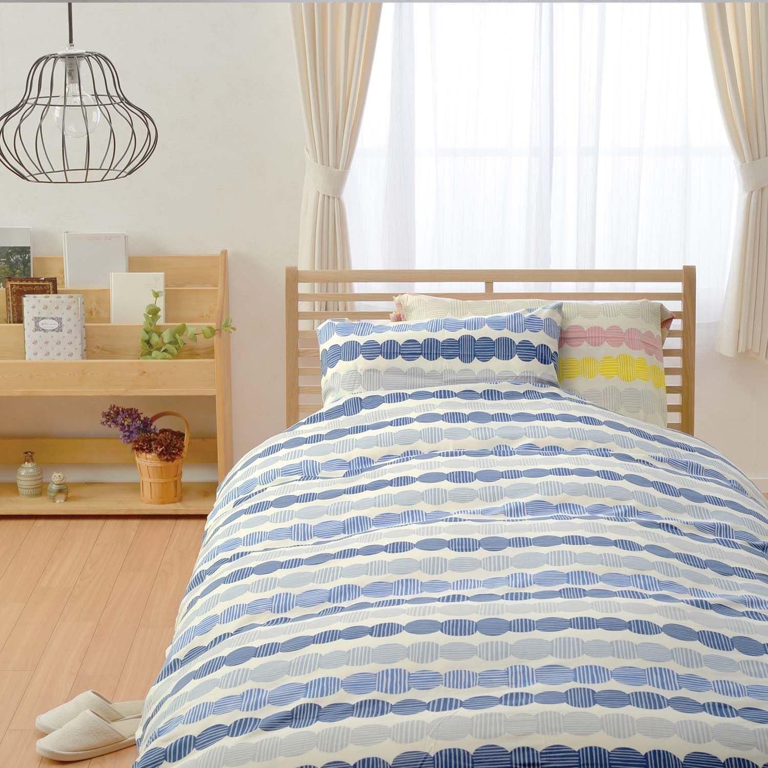 綿素材を使った枕カバー[日本製]「まるつなぎ柄」の商品写真