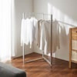 日本のバスルームにぴったりアルミ製で軽い屏風型コンパクト物干し[日本製]の商品写真