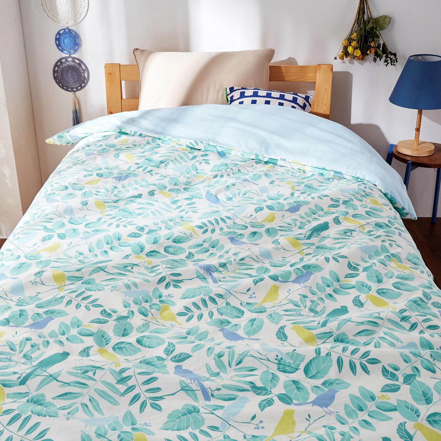 綿素材を使った掛け布団カバー(ボタニカルリーフ柄)の商品写真