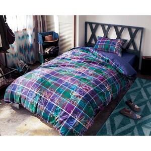 先染めチェックと花柄の布団カバーセット <3点セット>の商品写真