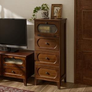 古家具風デザインガラスのサイドチェストの商品写真