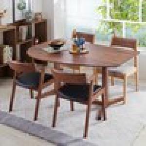 木目が美しいウォルナット材の変形ダイニングテーブル <4人用>の商品写真